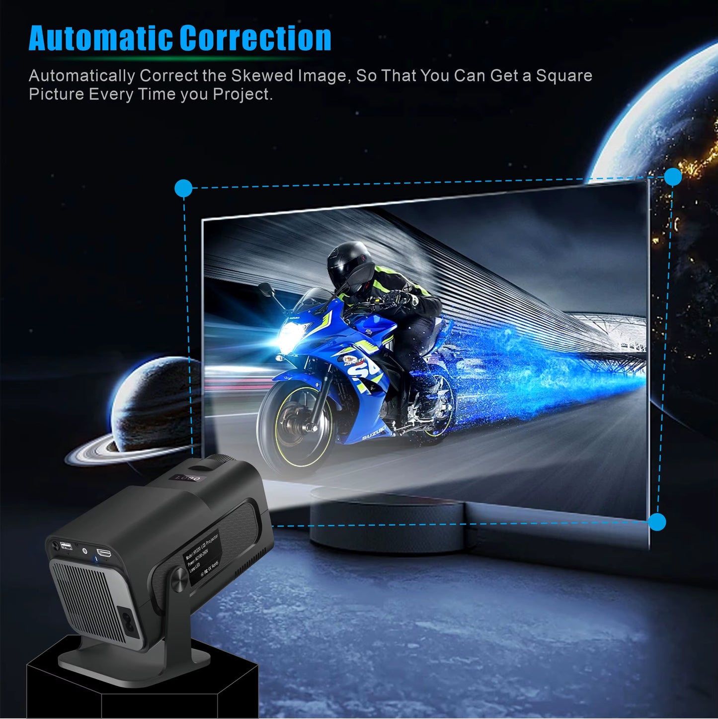 Hy320Mini Projector Portable 4K 8K Video Support Native 720P Cinema Outdoor Android 11 Beam Projetor Upgraded Version